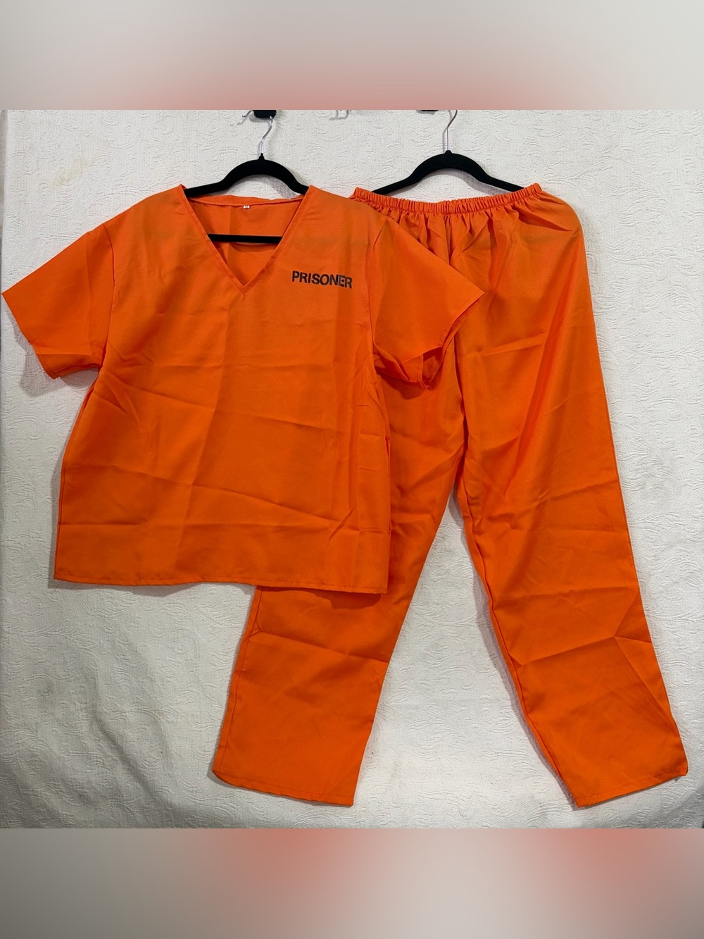Orange Prisoner Scrub Convict Inmate Jail Unisex Uniform Set Medium Halloween